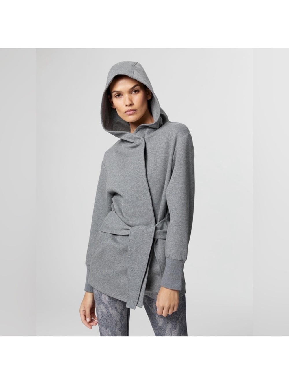 Varley Cove Wrap Hooded Sweatshirt Jacket Gray Size Small